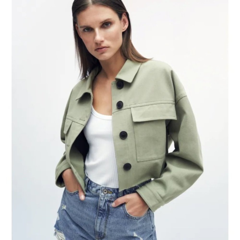 Zara cotton cropped overshirt/Jacket (Size M)